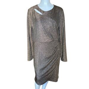 DKNY Metallic Faux-Wrap Sheath Dress sz 12